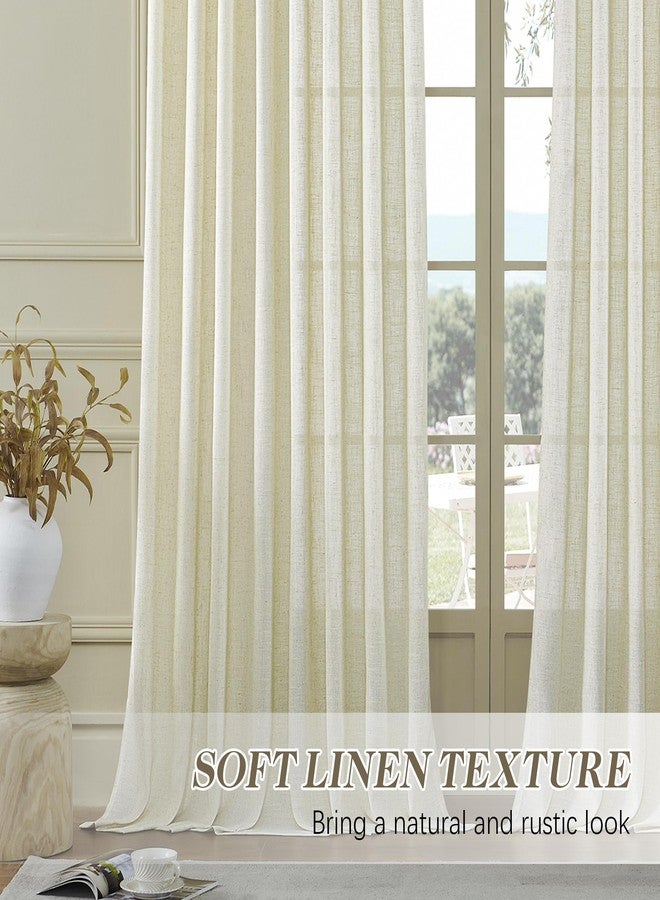 MASWOND Pinch Pleated Linen Sheer Curtains 84 Inch Length 2 Panels for Living Room Bedroom Semi Sheer Window Curtain Boho Neutral Back Tab Pinch Pleat Drape Easy Hanging Via Hooks Linen W38xL84 - Image 4